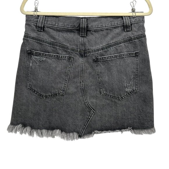 Free People We The Free Womens 27 Skirt Sidecar Mini Distressed Raw Hem Denim - Picture 2 of 7